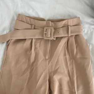 NA-KD Belted Suit Pants Beige